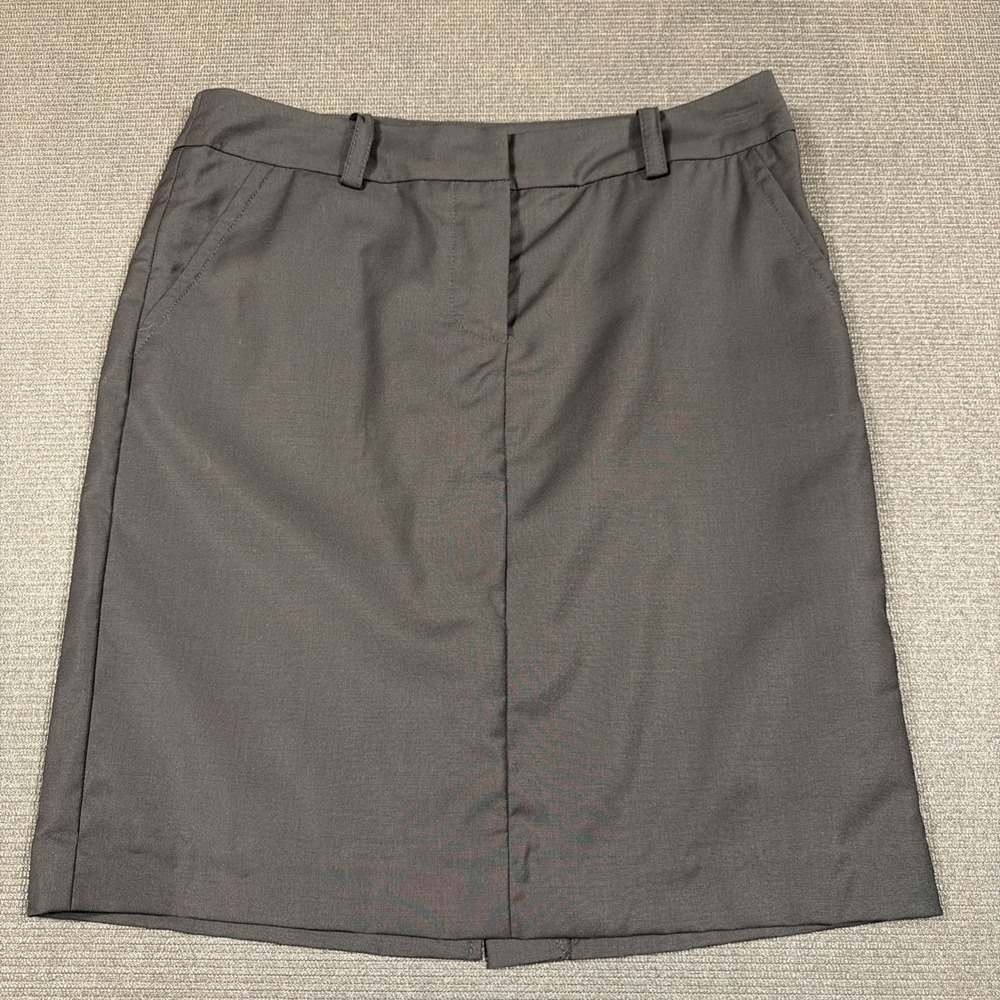 VTG 90s Trina Turk Wool Black Pencil Skirt w/ Peekaboo Lace Silk Lining Size 6